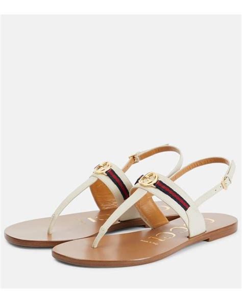 gucci interlocking g thong sandal|Interlocking G leather thong sandals in white .